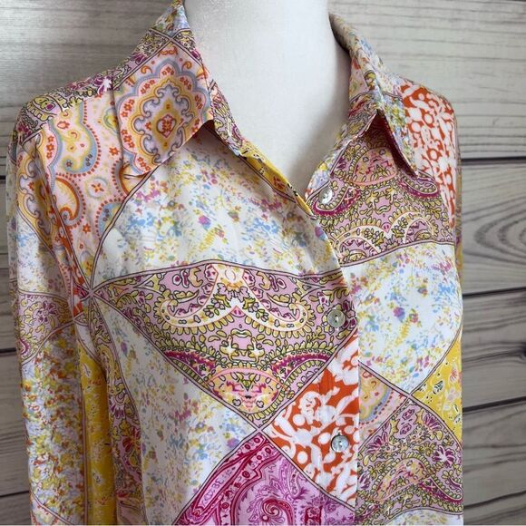 Rose + Olive Multicolor Patterned Long Sleeve Button Down Shirt - Picture 2 of 10